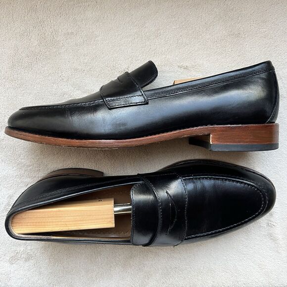 Johnston Murphy Black Leather Slip On Penny Loafer Men 11 Casual Classic Preppy - Picture 1 of 16